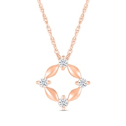 White Lab-Created Sapphire Open Compass Pendant in 10K Rose Gold