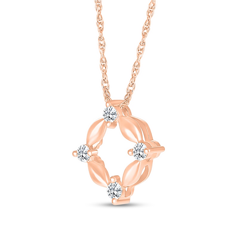 White Lab-Created Sapphire Open Compass Pendant in 10K Rose Gold