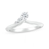 4.0mm White Lab-Created Sapphire Graduated Three Stone Knife Edge Shank Bypass Contour Band in Sterling Silver