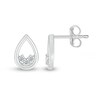 White Lab-Created Sapphire Three Stone Open Teardrop Stud Earrings in Sterling Silver