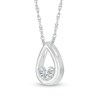 Thumbnail Image 2 of White Lab-Created Sapphire Three Stone Open Teardrop Pendant in Sterling Silver