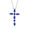 Thumbnail Image 1 of Marquise and Round Blue Lab-Created Sapphire Alternating Cross Pendant in Sterling Silver