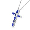 Thumbnail Image 2 of Marquise and Round Blue Lab-Created Sapphire Alternating Cross Pendant in Sterling Silver