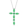 Thumbnail Image 1 of Marquise and Round Lab-Created Emerald Alternating Cross Pendant in Sterling Silver