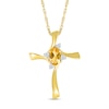Oval Citrine and Diamond Accent Swirl Ribbon Cross Pendant in 10K Gold