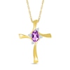 Thumbnail Image 0 of Oval Amethyst and Diamond Accent Swirl Ribbon Cross Pendant in 10K Gold