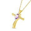 Thumbnail Image 1 of Oval Amethyst and Diamond Accent Swirl Ribbon Cross Pendant in 10K Gold