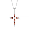 Thumbnail Image 0 of Marquise Garnet and 0.065 CT. T.W. Diamond Tri-Tip Cross Pendant in Sterling Silver