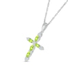 Thumbnail Image 2 of Marquise Peridot and 0.065 CT. T.W. Diamond Tri-Tip Cross Pendant in Sterling Silver