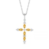 Thumbnail Image 1 of Marquise Citrine and 0.065 CT. T.W. Diamond Tri-Tip Cross Pendant in Sterling Silver