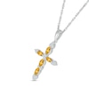 Thumbnail Image 2 of Marquise Citrine and 0.065 CT. T.W. Diamond Tri-Tip Cross Pendant in Sterling Silver