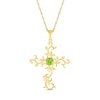 Thumbnail Image 1 of 4.0mm Peridot Filigree Leaf Vine Cross Pendant in 10K Gold