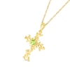 Thumbnail Image 2 of 4.0mm Peridot Filigree Leaf Vine Cross Pendant in 10K Gold