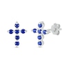 Thumbnail Image 1 of Blue Lab-Created Sapphire Bubbles Cross Stud Earrings in Sterling Silver