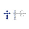 Thumbnail Image 2 of Blue Lab-Created Sapphire Bubbles Cross Stud Earrings in Sterling Silver