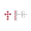 Thumbnail Image 2 of Lab-Created Ruby Bubbles Cross Stud Earrings in Sterling Silver