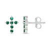 Thumbnail Image 2 of Lab-Created Emerald Bubbles Cross Stud Earrings in Sterling Silver