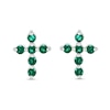 Thumbnail Image 3 of Lab-Created Emerald Bubbles Cross Stud Earrings in Sterling Silver