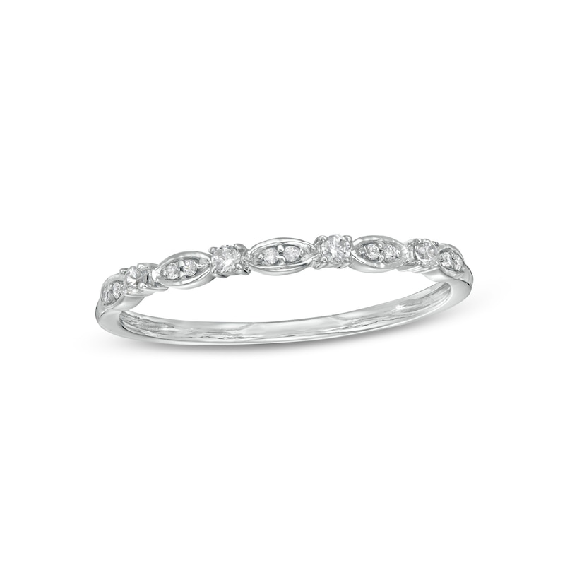 0.10 CT. T.W. Diamond Wrapped Wedding Band in 10K White Gold