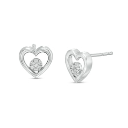 0.04 CT. T.W. Round-Shaped Diamond Heart Stud Earrings in Sterling Silver