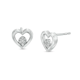0.04 CT. T.W. Round-Shaped Diamond Heart Stud Earrings in Sterling Silver