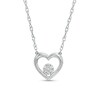 Thumbnail Image 1 of 0.04 CT. T.W. Round-Shaped Diamond Heart Necklace in Sterling Silver