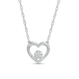 0.04 CT. T.W. Round-Shaped Diamond Heart Necklace in Sterling Silver
