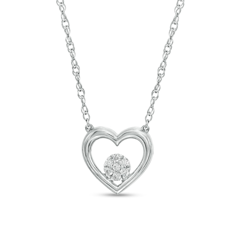 0.04 CT. T.W. Round-Shaped Diamond Heart Necklace in Sterling Silver|Peoples Jewellers