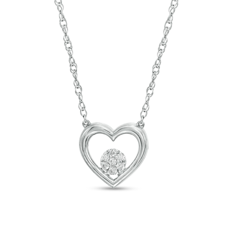 Main Image 1 of 0.04 CT. T.W. Round-Shaped Diamond Heart Necklace in Sterling Silver