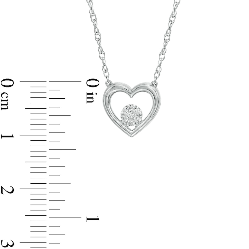 0.04 CT. T.W. Round-Shaped Diamond Heart Necklace in Sterling Silver