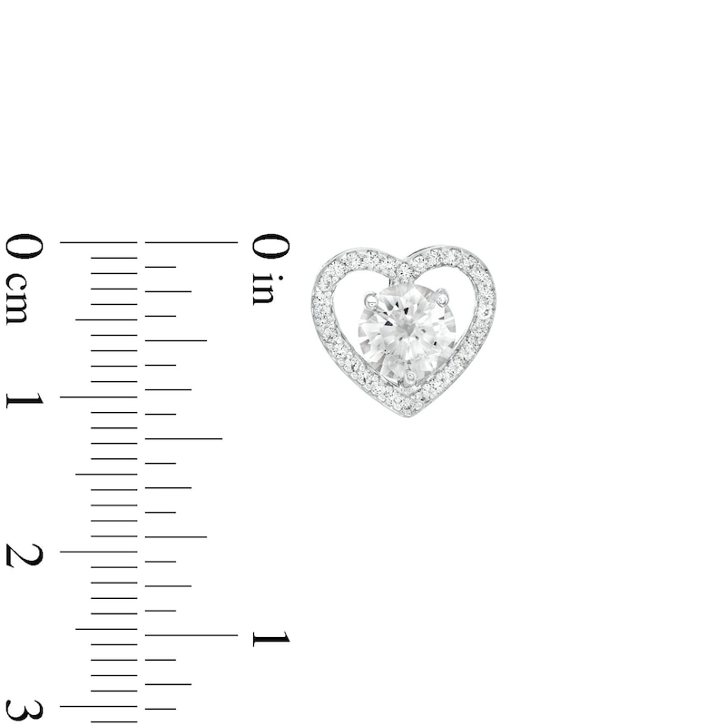 Main Image 3 of White Lab-Created Sapphire Heart Stud Earrings in Sterling Silver