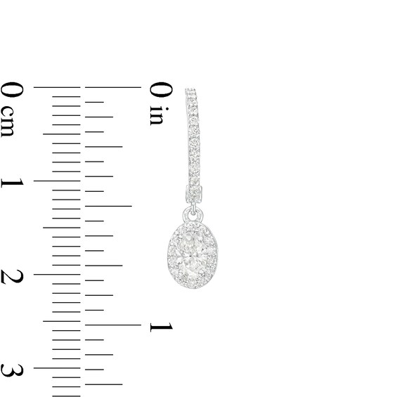 0.75 CT. T.W. Certified Canadian Oval Diamond Frame Drop Earrings in 14K White Gold (I/I2)