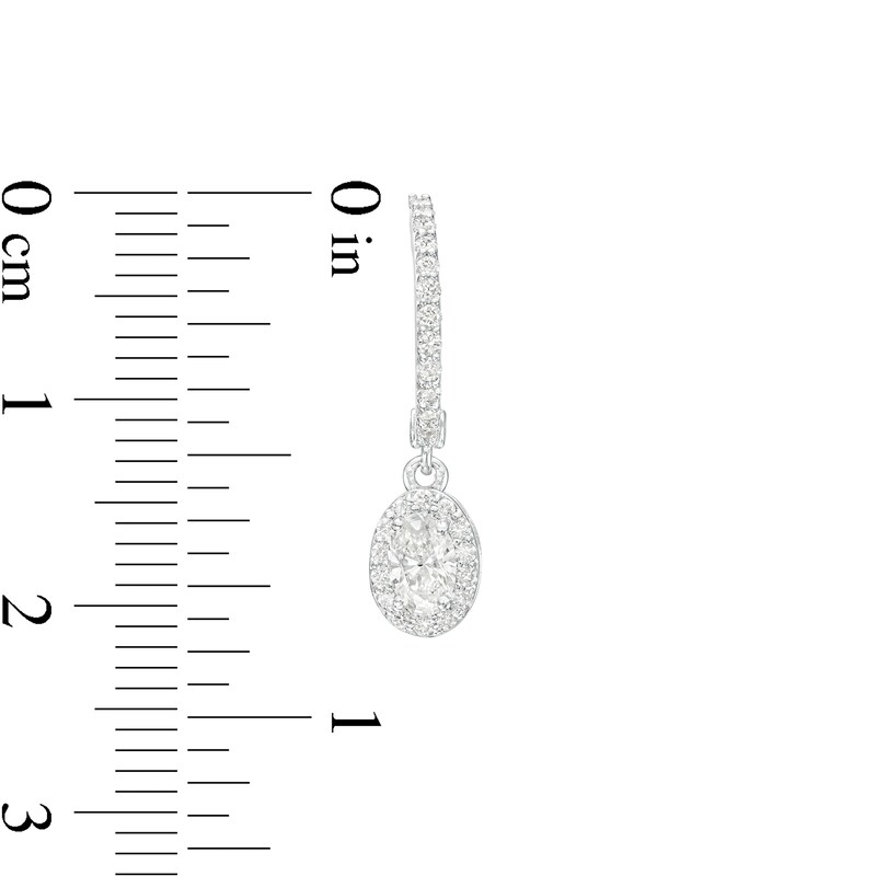 0.75 CT. T.W. Certified Canadian Oval Diamond Frame Drop Earrings in 14K White Gold (I/I2)