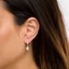 Thumbnail Image 2 of 0.75 CT. T.W. Certified Canadian Pear-Shaped Diamond Frame Drop Earrings in 14K White Gold (I/I2)