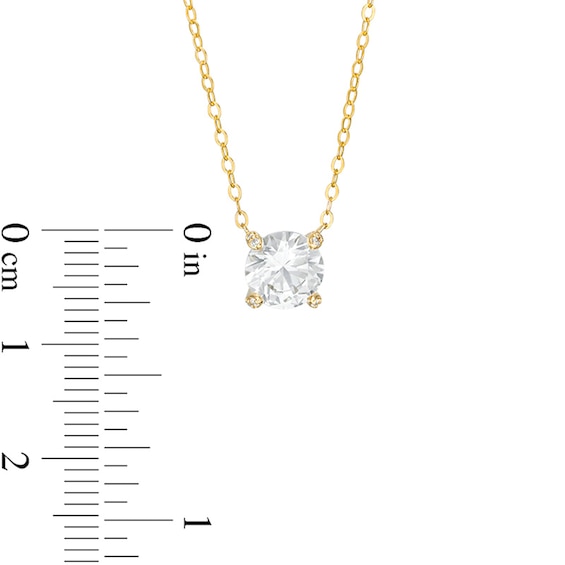 7.0mm White Lab-Created Sapphire and Diamond Accent Necklace in 10K Gold – 17"