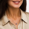 Thumbnail Image 2 of Oval-Shaped Lab-Created Ruby Solitaire Rope-Textured Frame Necklace in Sterling Silver and 10K Gold