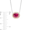 Thumbnail Image 3 of Oval-Shaped Lab-Created Ruby Solitaire Rope-Textured Frame Necklace in Sterling Silver and 10K Gold