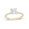 Thumbnail Image 1 of 7.0mm White Lab-Created Sapphire and 0.145 CT. T.W. Diamond Ring in 10K Gold