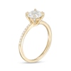 Thumbnail Image 3 of 7.0mm White Lab-Created Sapphire and 0.145 CT. T.W. Diamond Ring in 10K Gold