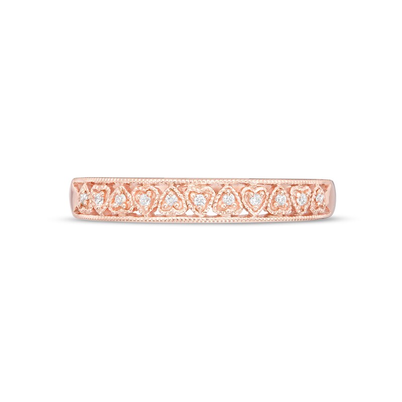 0.05 CT. T.W. Diamond Alternating Hearts Vintage-Style Wedding Band in 10K Rose Gold