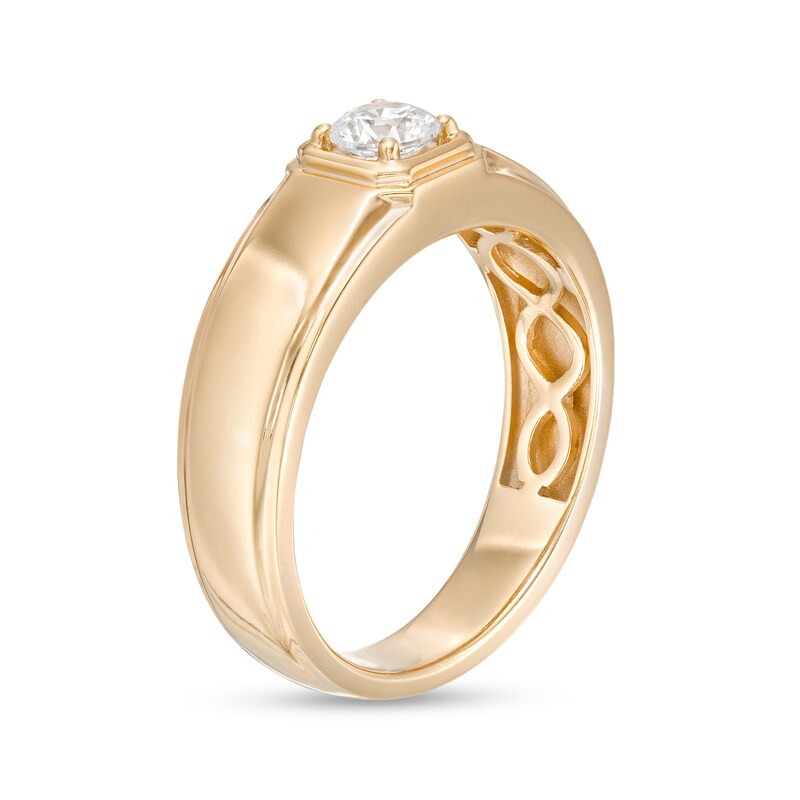 Main Image 2 of Men's 0.50 CT. Diamond Solitaire Raised Octagon Frame Wedding Band in 10K Gold