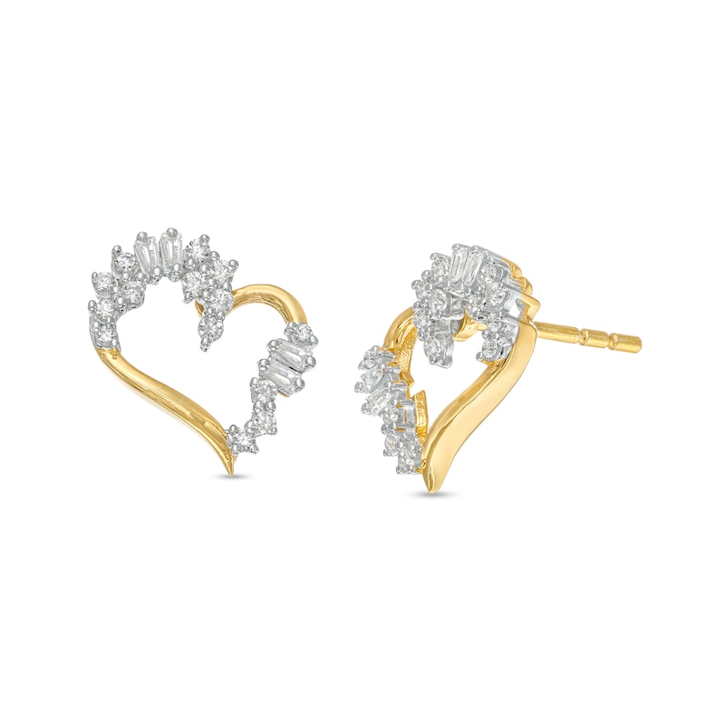 0.25 CT. T.W. Diamond Abstract Shadow Heart Stud Earrings in 10K Gold|Peoples Jewellers