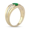 Thumbnail Image 1 of Men's Oval Emerald and 0.15 CT. T.W. Diamond Tri-Sides Grooved Band in 10K Two-Tone Gold