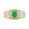 Thumbnail Image 2 of Men's Oval Emerald and 0.15 CT. T.W. Diamond Tri-Sides Grooved Band in 10K Two-Tone Gold