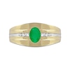 Thumbnail Image 2 of Men's Oval Emerald and 0.15 CT. T.W. Diamond Tri-Sides Grooved Band in 10K Two-Tone Gold