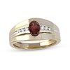 Thumbnail Image 1 of Men's Oval Garnet and 0.15 CT. T.W. Diamond Tri-Sides Grooved Band in 10K Two-Tone Gold