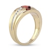 Thumbnail Image 1 of Men's Oval Garnet and 0.15 CT. T.W. Diamond Tri-Sides Grooved Band in 10K Two-Tone Gold
