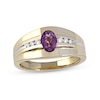 Thumbnail Image 0 of Men's Oval Amethyst and 0.15 CT. T.W. Diamond Tri-Sides Grooved Band in 10K Two-Tone Gold