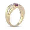 Thumbnail Image 1 of Men's Oval Amethyst and 0.15 CT. T.W. Diamond Tri-Sides Grooved Band in 10K Two-Tone Gold