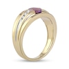 Thumbnail Image 2 of Men's Oval Amethyst and 0.15 CT. T.W. Diamond Tri-Sides Grooved Band in 10K Two-Tone Gold